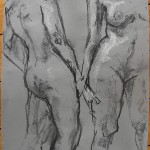 Two nudes chalk charcoal