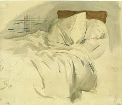 Delacroix_An_unmade_bed_Watercolour_over_graphite_on_laid_paper_20.6x24.1cm